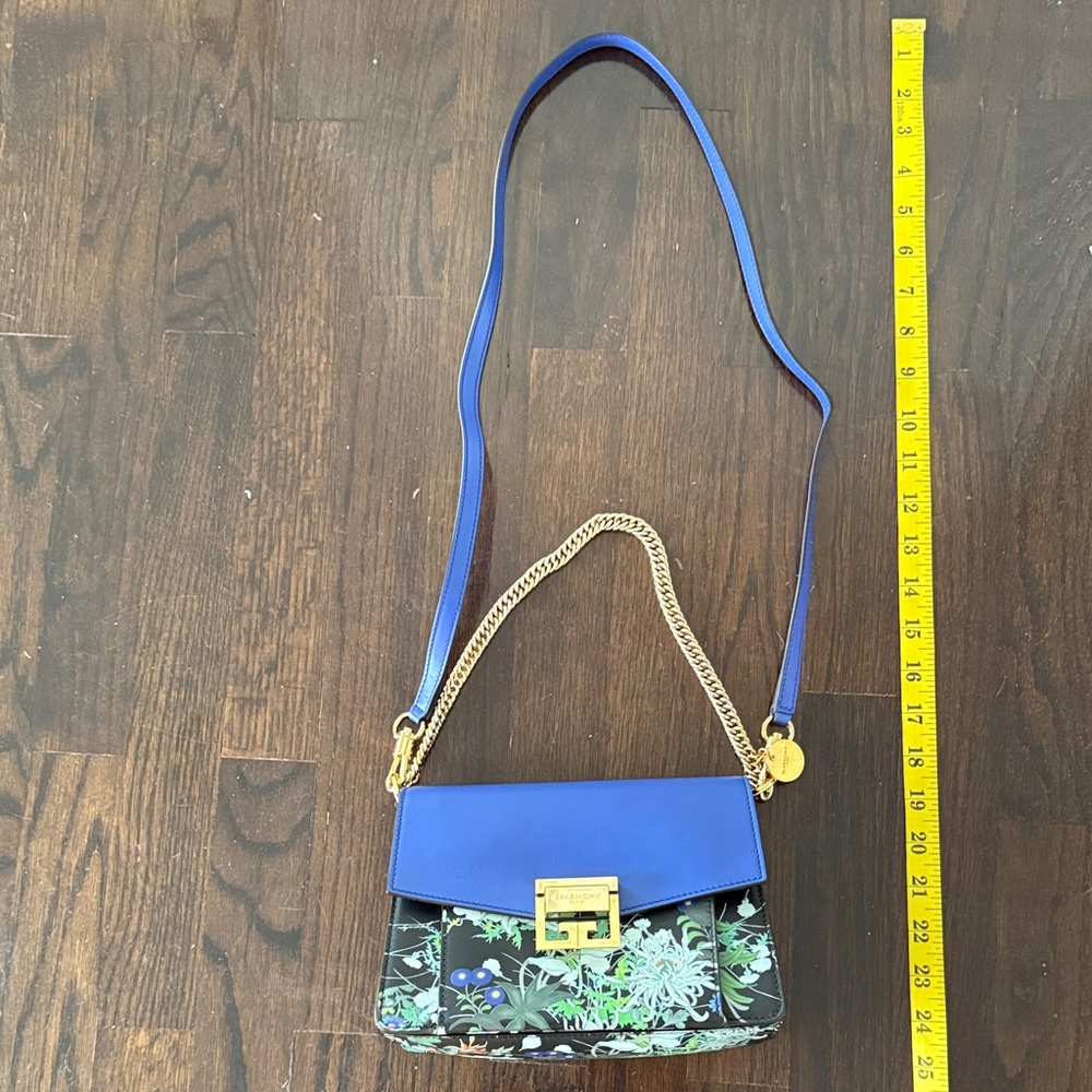 Givenchy Blue Floral Crossbody Bag with Gold Chain New - Picture 6 of 13